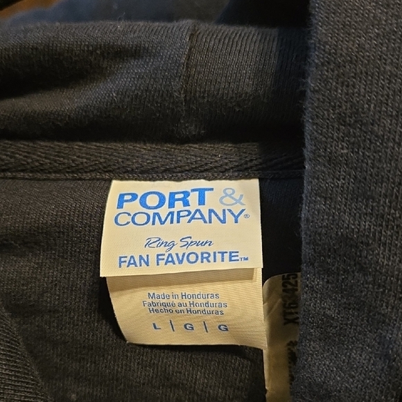 Port and Company Unisex Black and Red Pullover Hooded Sweatshirt. P2P 23 - Picture 2 of 5